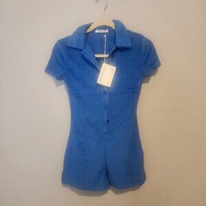 Peppermayo Blue Terry Summer Club Romper in Cobalt Size 2 NWT